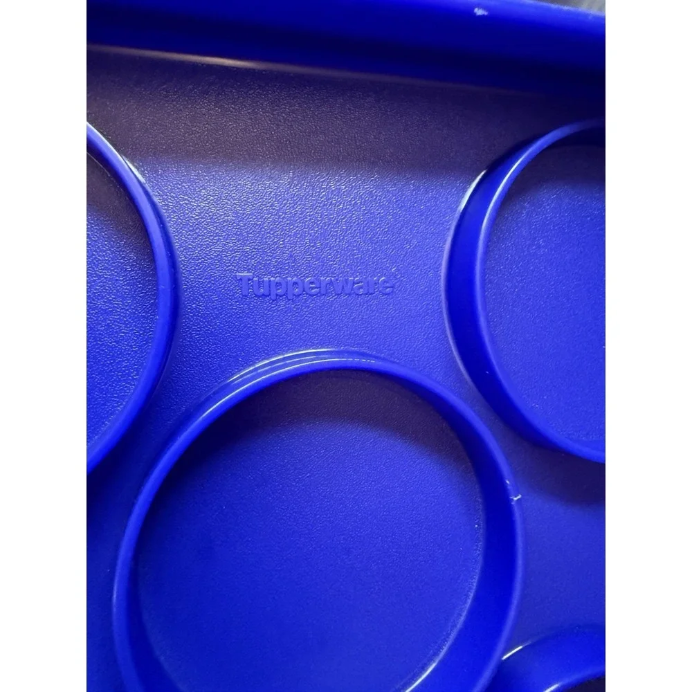 Tupperware Bake N Take Cake Cupcake Rectangle Taker Carrier Blue Clear‎ in EUC